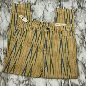 High Rise Patterned Jeans - Multicolor Sz 10 Zig Zag Art Academia Pastel Goth